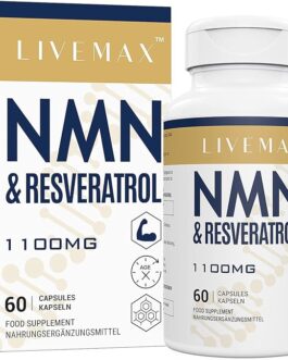 NMN+Resveratrol 60 Capsules, Powerful Antioxidant Supplement for Heart Health & Anti-Aging, Enhanced with Black Pepper Extract for Superior Absorption