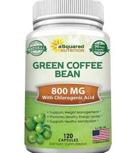 aSquared Nutrition Natural Green Coffee Bean Formula-180 Capsules-Max Strength GCA Antioxidant Cleanse for Pure Weight Loss, 800mg per Pill-Chlorogenic Acid-1600mg Daily Supplement, Healthy Fat Burner